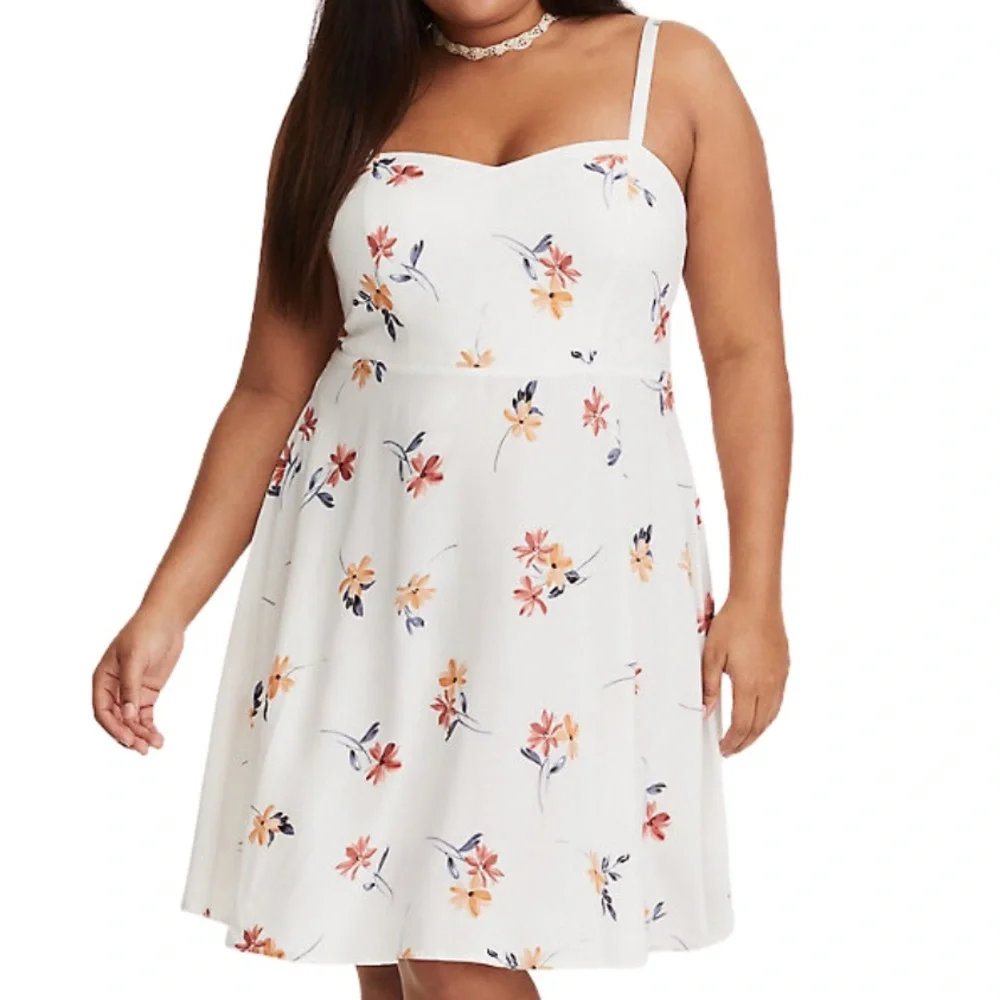 TORRID | Ivory Floral Challis Spaghetti Strap Midi Dress Womens Size 0XL - Picture 1 of 8